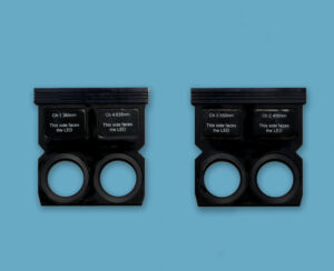 pE 400max filter holders with blue background