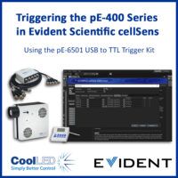 How to trigger the pE-400<sup>max</sup> in Evident cellSens using the pE-6501