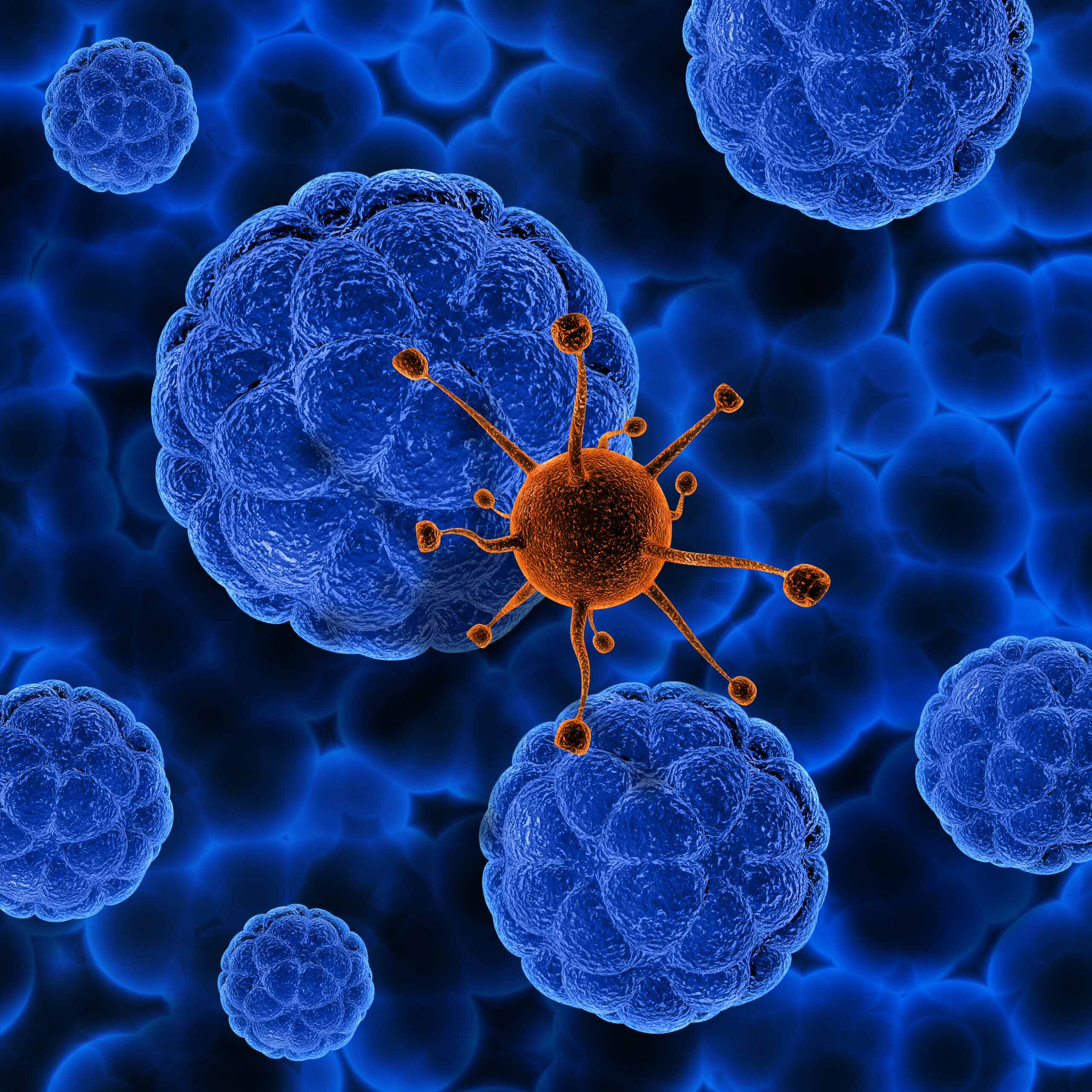3D medical background with rogue cancer cell