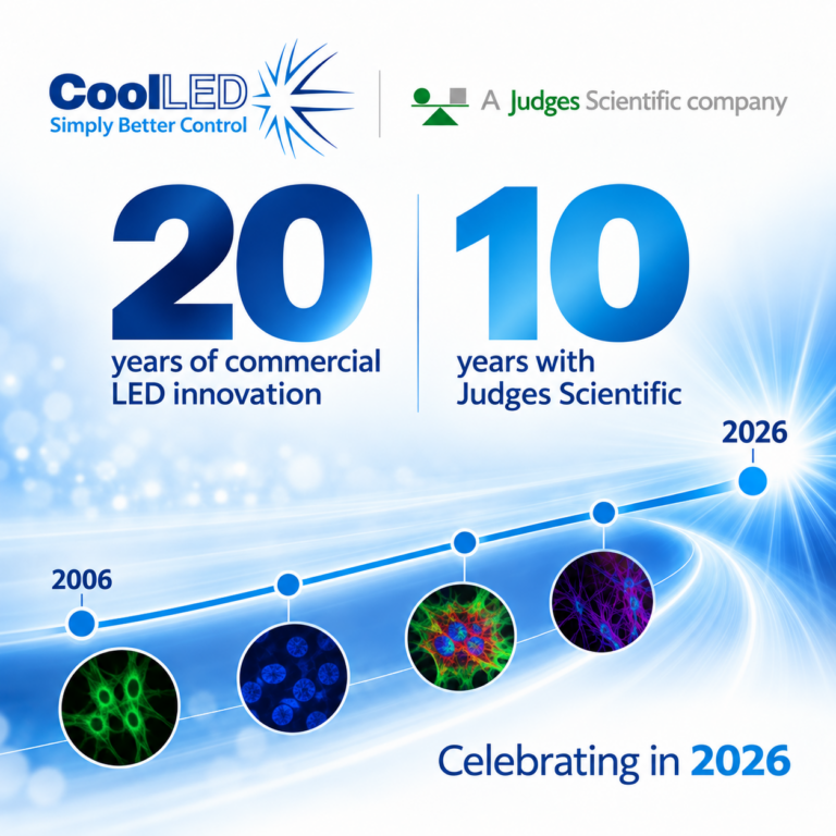 Celebrating 20 years of CoolLED and 10 years with Judges Scientific